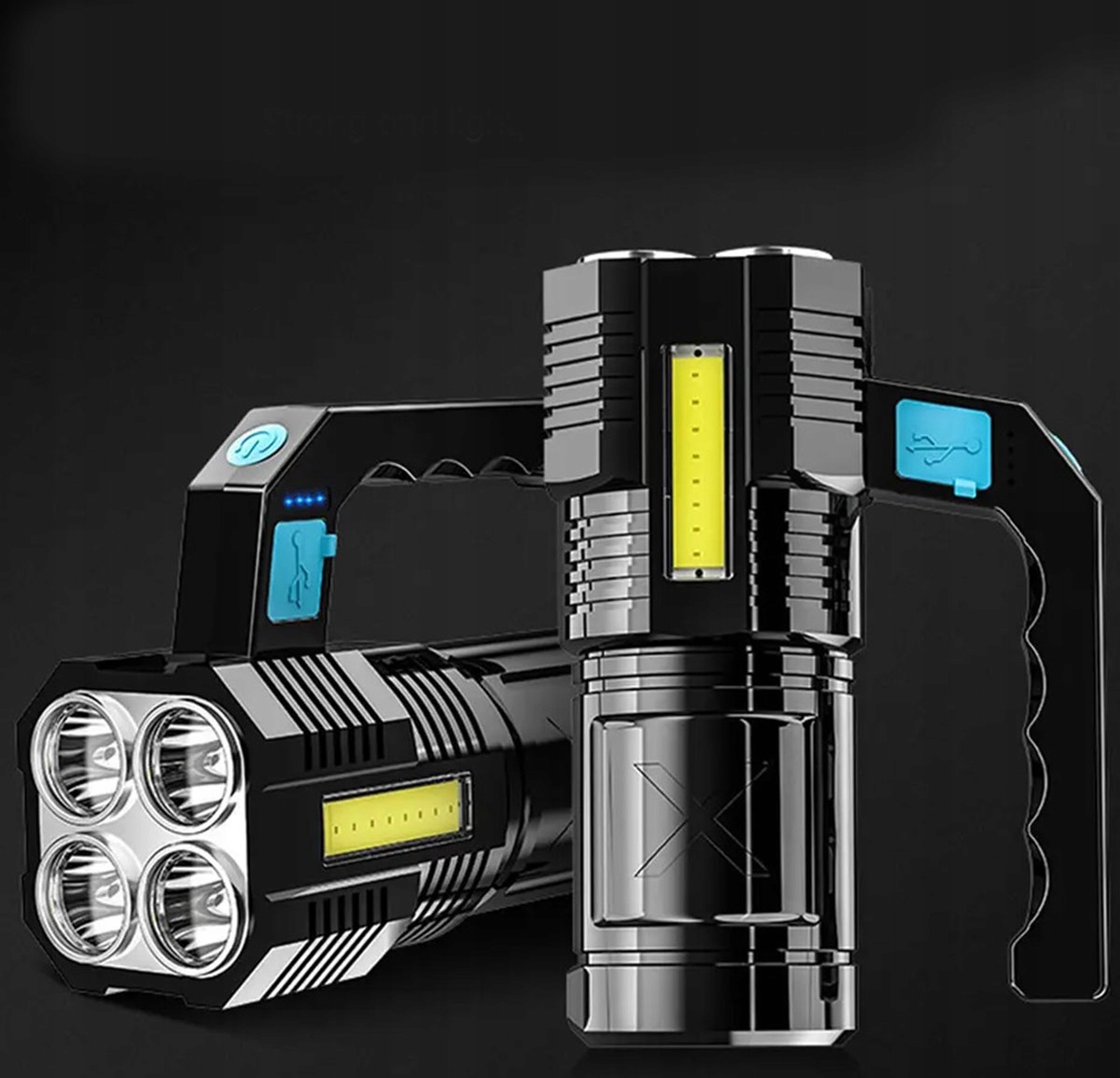 LATARKA LED AKUMULATOROWA SZPERACZ MOCNY 4 TRYBY USB AKU ZOOM IPX4 ZD102 Stan opakowania oryginalne