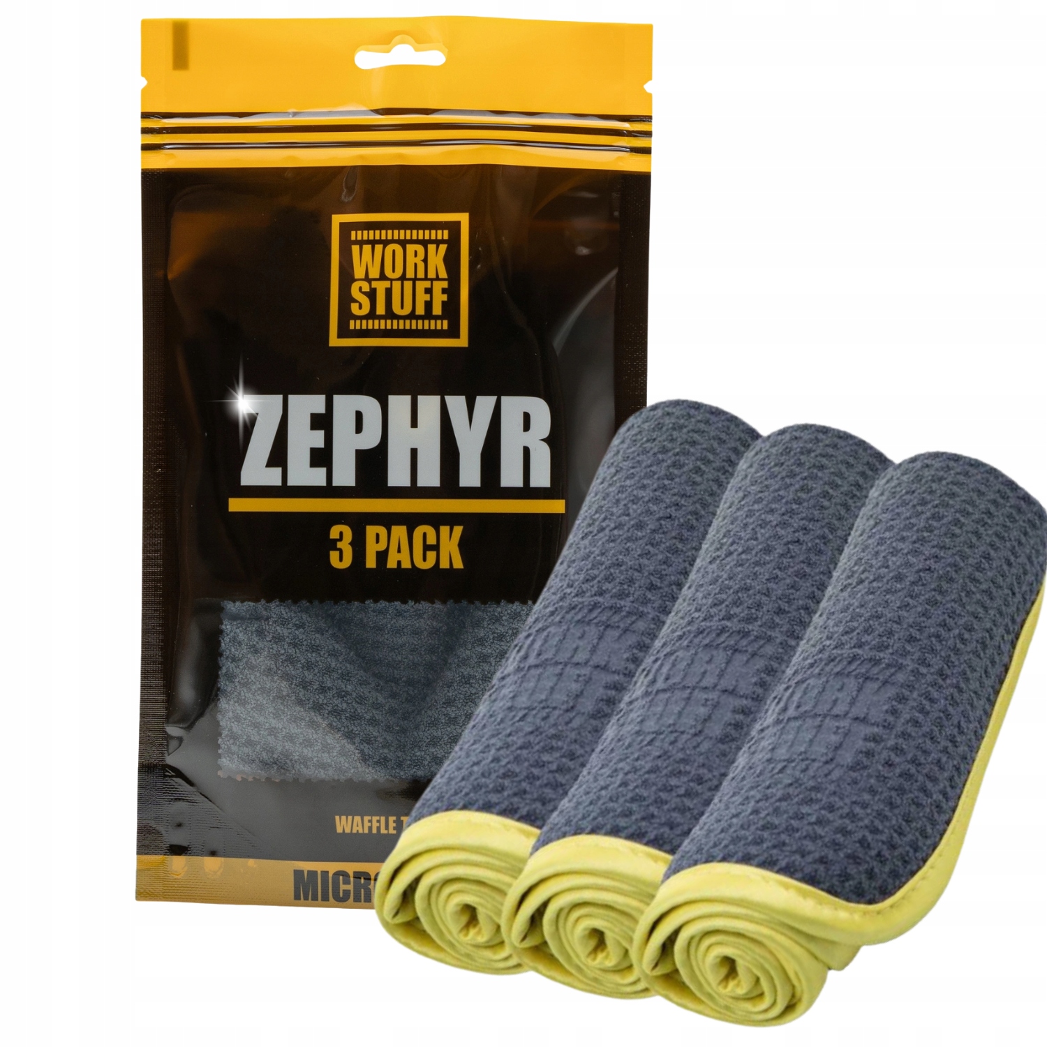 Work Stuff Zephyr Waffle Towel 3-pak mikrofibra waflowa do szyb zestaw
