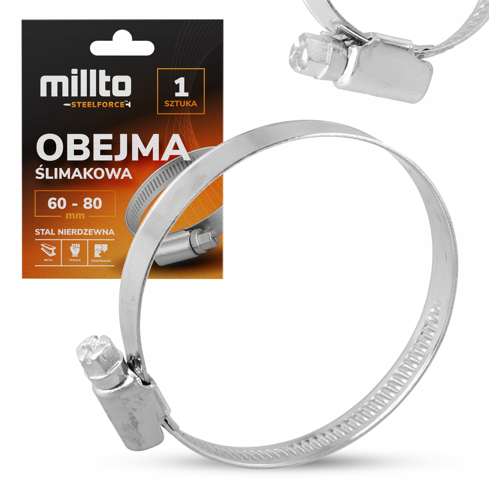 Opaska Zaciskowa Metalowa 60-80 mm Cybant Obejma Ślimakowa Skręcana St Nq-m