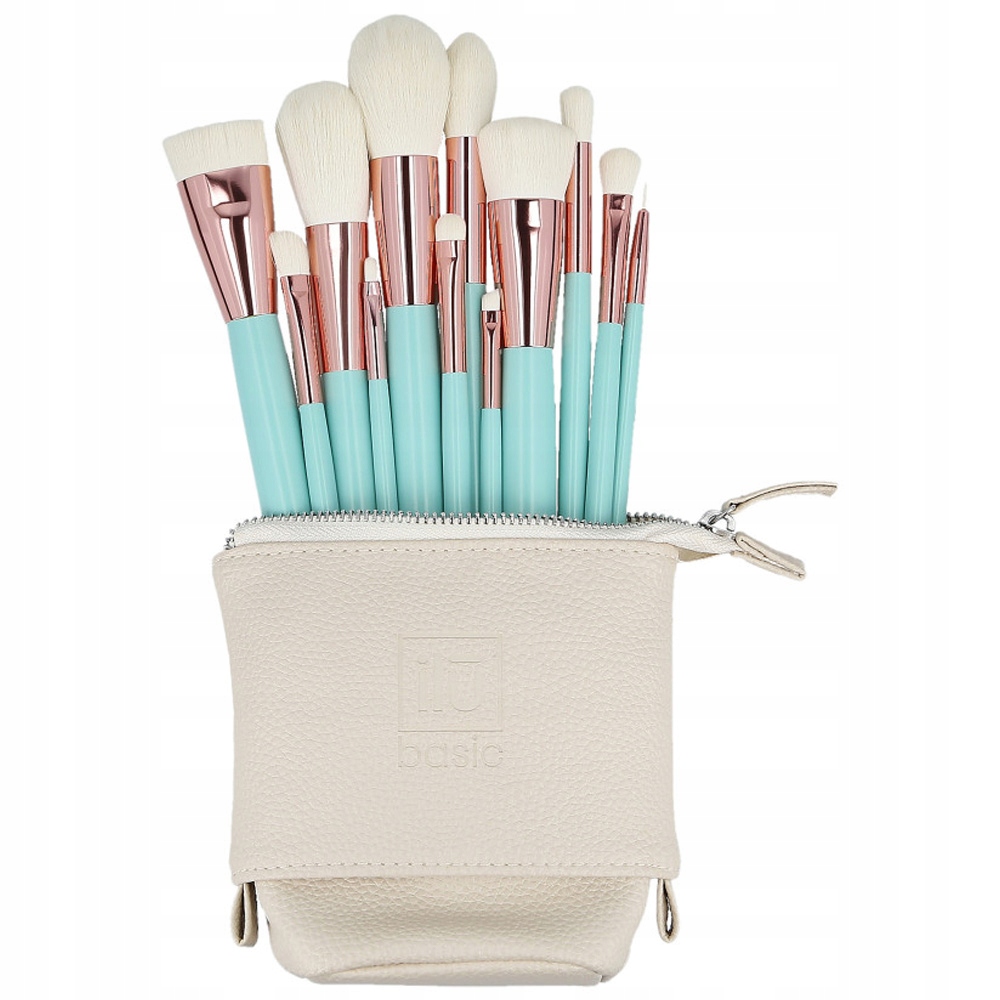 Ilu Basic MakeUp Tyrkysová Sada štětců na make-up 12 ks kosmetická taštička