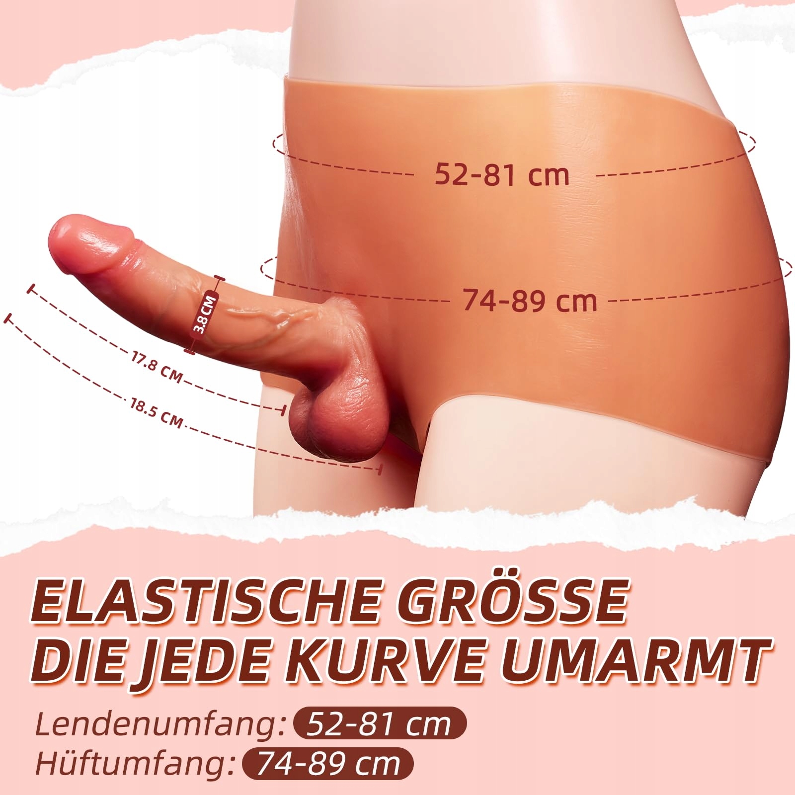 STRAP ON Dildo Silikonowy 18.5cm Dla Kobiet Lesbijek i Transgender — miniatura 4