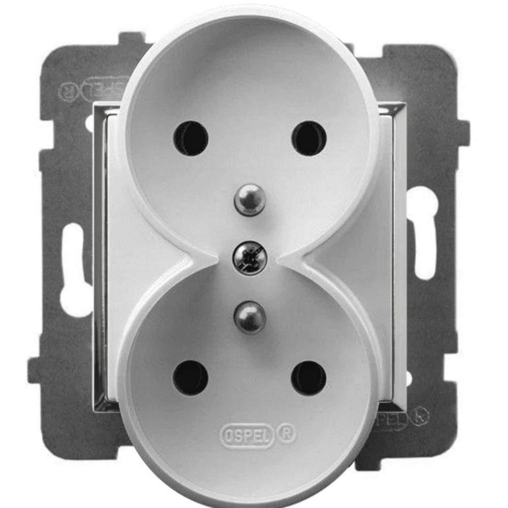 

Moduł Biały Srebro Bez Ramki Gniazdo Podwójne