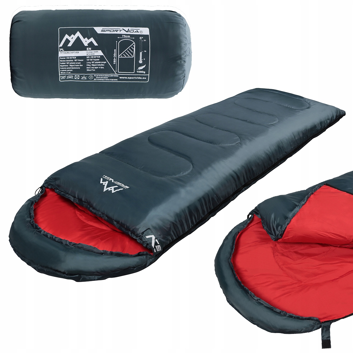 

Śpiwór Kołdra Lekki z Kapturem Ciepły Sportvida