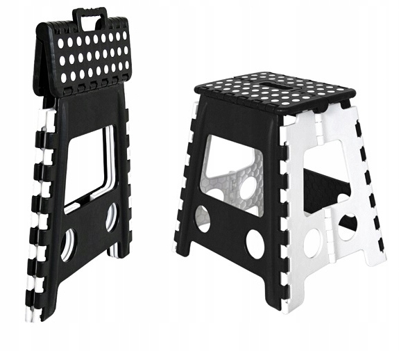 

Taboret Stołek Rozkładany 39CM Czarno-biały