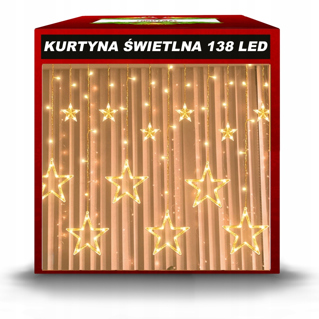 

Girlanda Lampki kurtyna świetlna z gwiazdkami Led