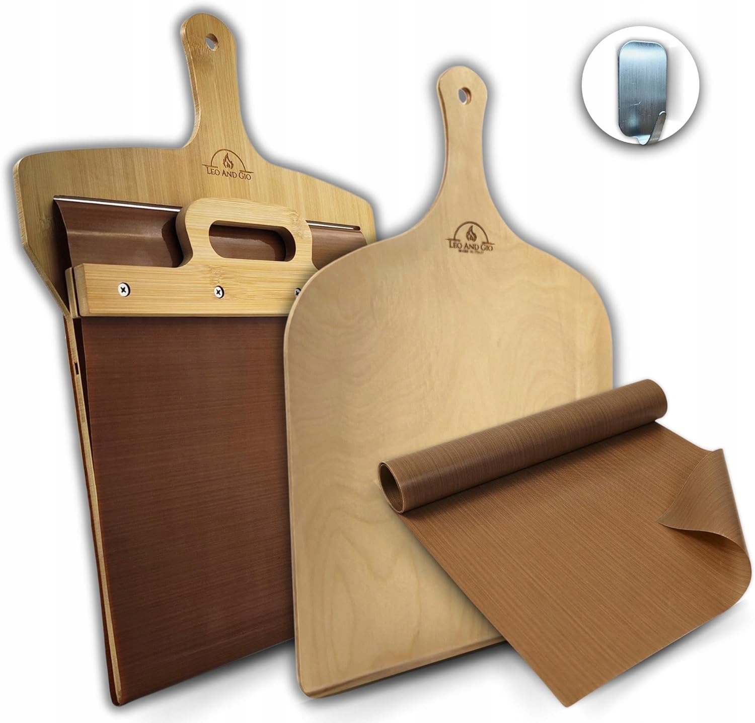 PRZESUWANA ŁOPATKA ŁOPATA DO PIZZY CIASTA CHLEBA DREWNIANY UCHWYT PREZENT