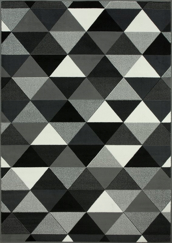 

60x110 cm Szaro Czarny Dywan W Trójkąty Romby
