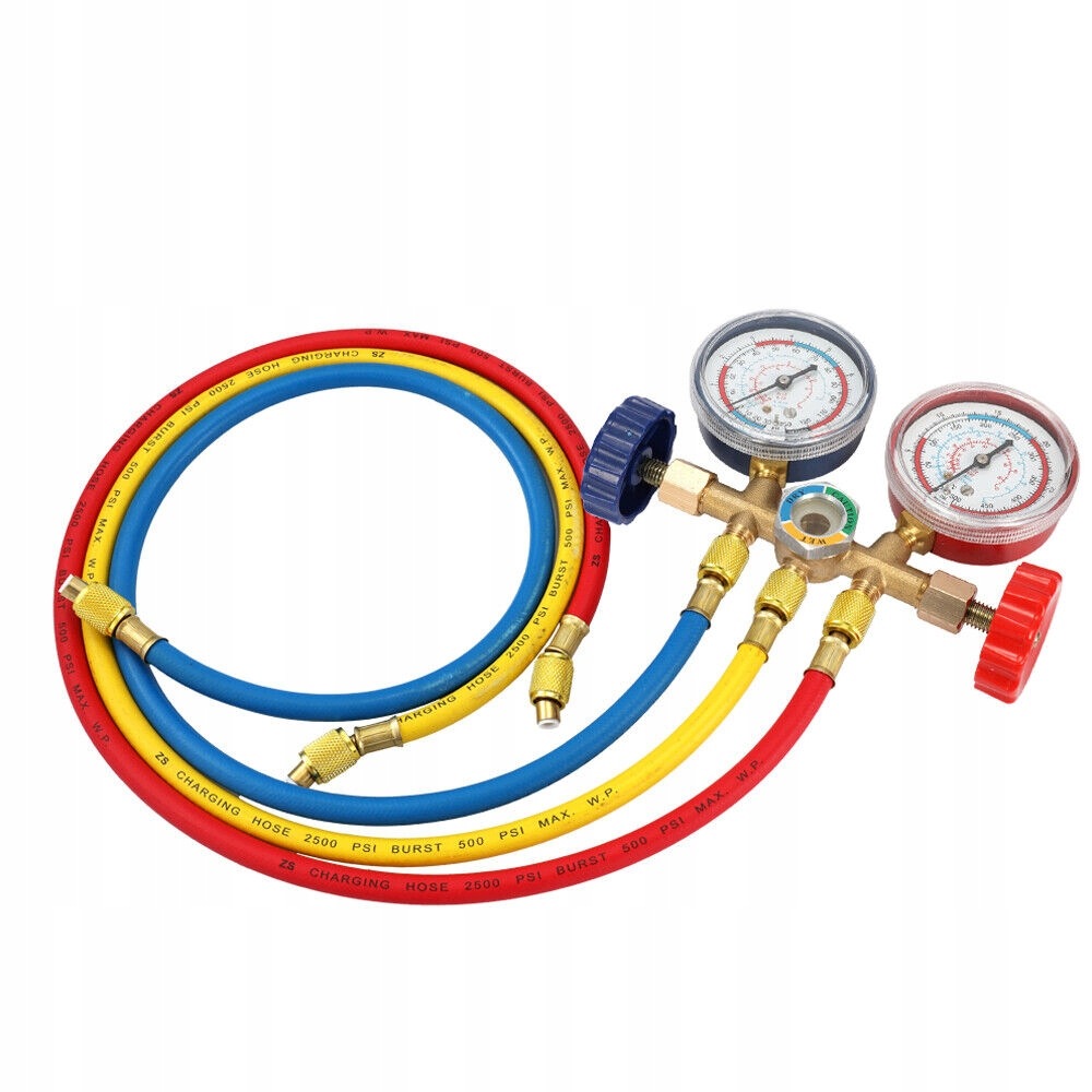 Manometr pro klimatizaci s hadicí R-134a, R-22, R-12, R-1234yf Kulový Kohout