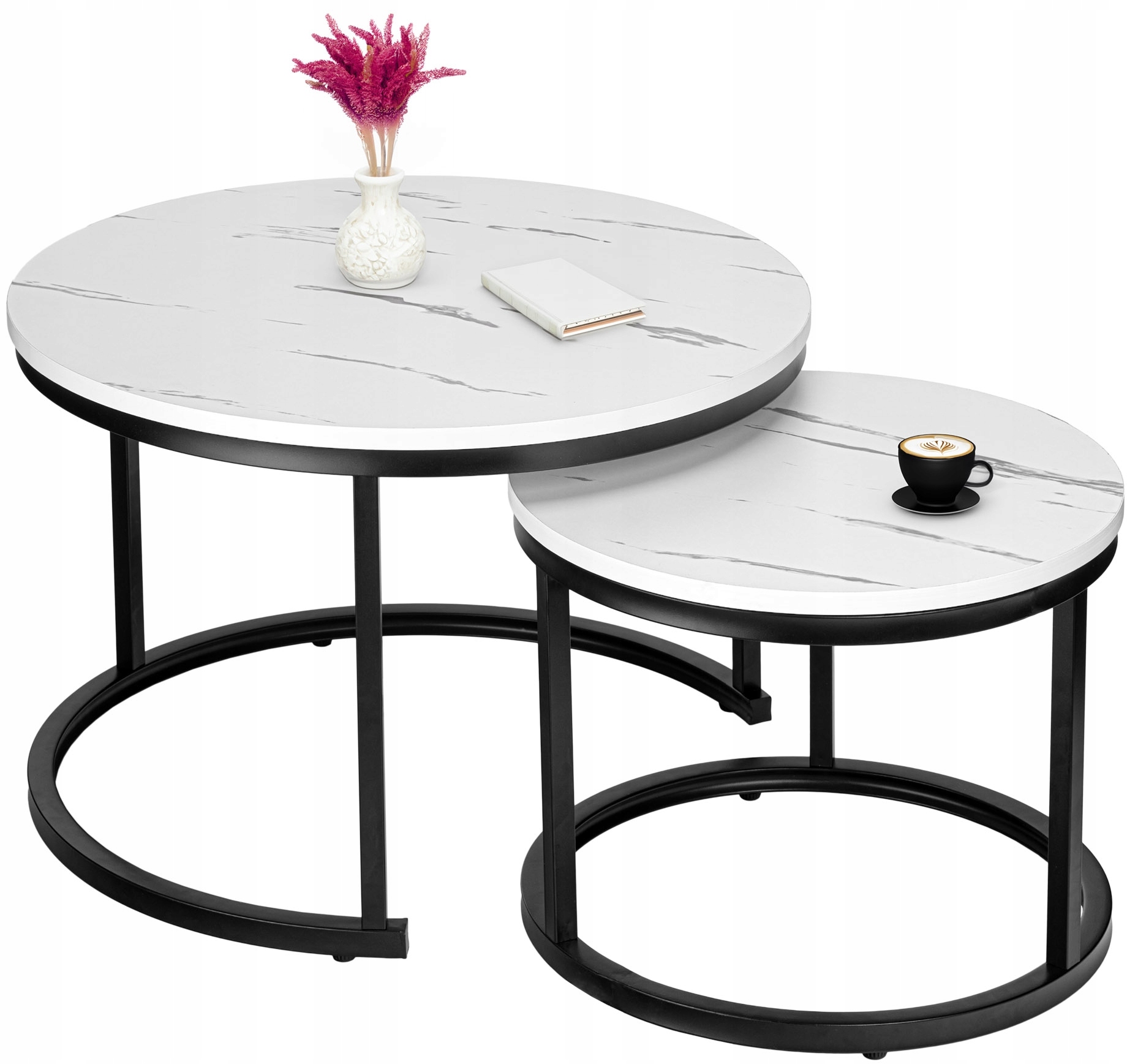 Sada dvoch stolíkov loft Galen Biely Mramor