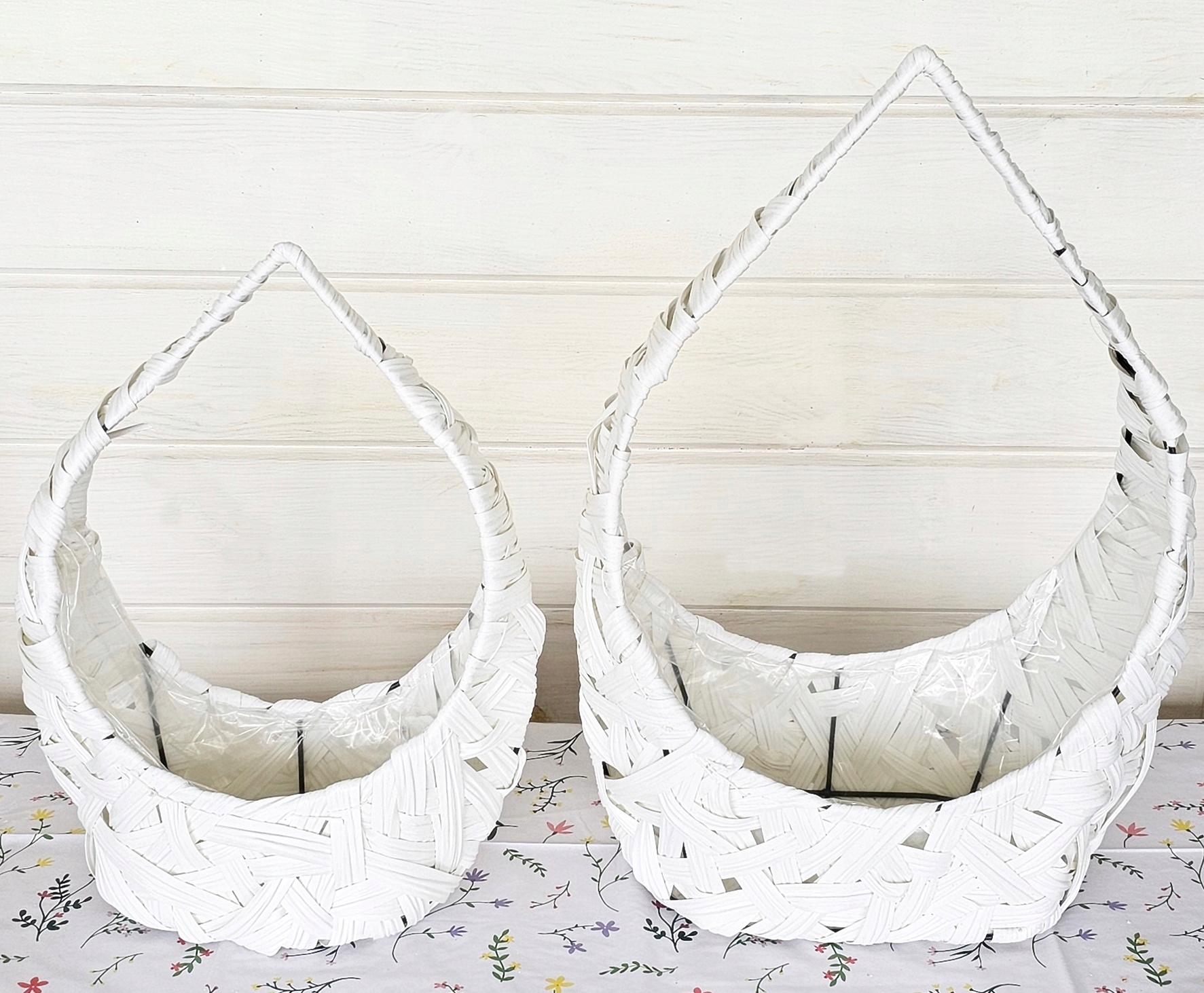 KOSZ RATTANOWY MOCNY BIAŁY KOSZE PREZENTOWE 49 cm M Długość (dłuższy bok) 28 cm