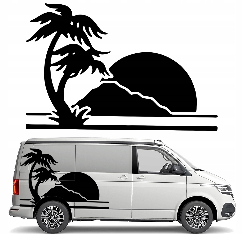 Nálepka Grafika pro karavan Palmy Slunce Sun Ostrov Pláž 90x135