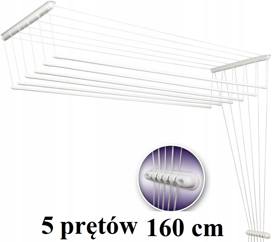 Suszarka sufitowa Premium Łazienkowa 5 prętów 160 cm