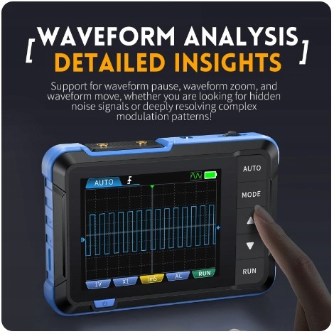 DSO153 mini oscyloskop z generatorem 1MHz 5MSa/s + sonda + adapter Fnirsi Stan opakowania oryginalne