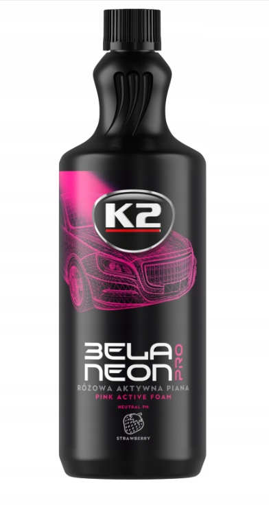 K2 Kolorowa Aktywna Piana Bela Neon 1L truskawka,neutralne PH,do mycia auta