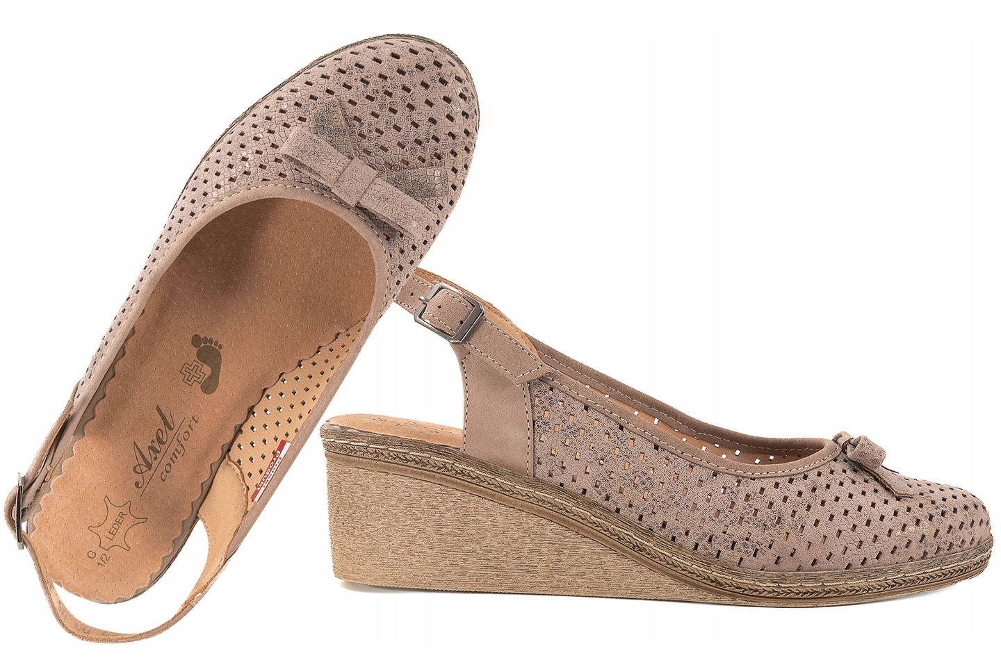 Axel 2510 Comfort Ažurové Sandály Polobotky Bez Paty Koturn Tuhost G1/2 Béžová