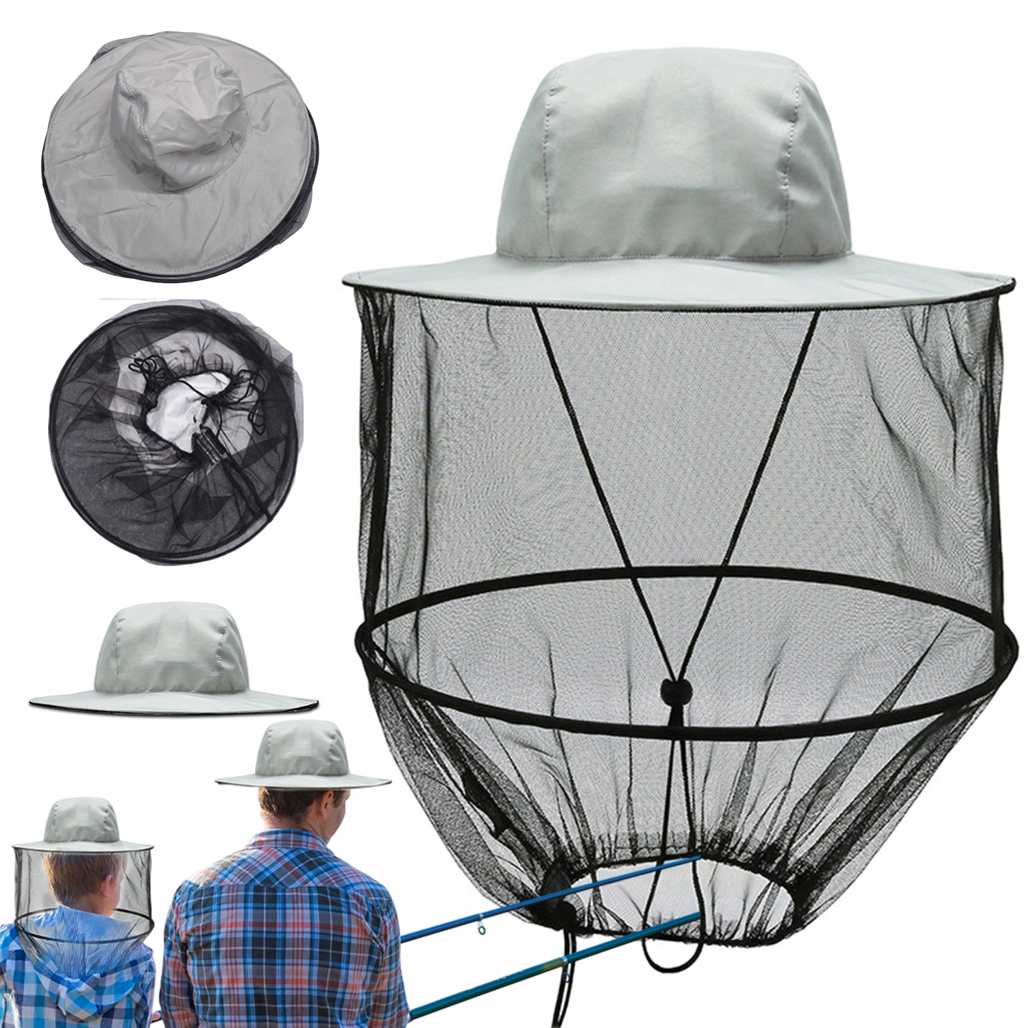 MOSKITIERA NA KAPELUSZ GŁOWĘ CHRONIĆ PRZED KOMARAMI I OWADAMI DLA ŁOWIECTWA