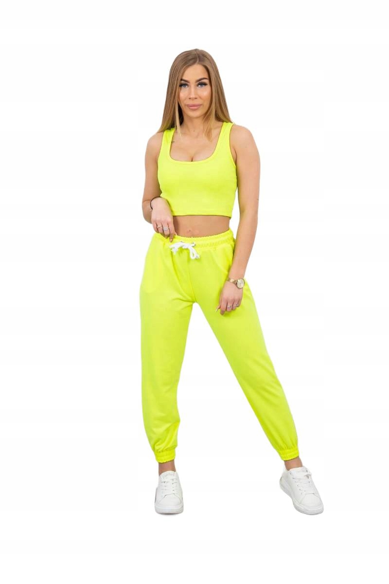 Komplet top kalhoty žlutý neon