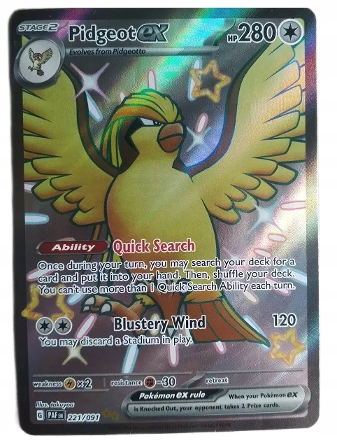 Karta Pokemon Tcg Pidgeot Ex (221/091) Shiny Paldean Fates