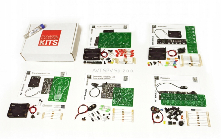 AVTEDUBOX6 Zestaw 5 kitów Diy do nauki lutowania