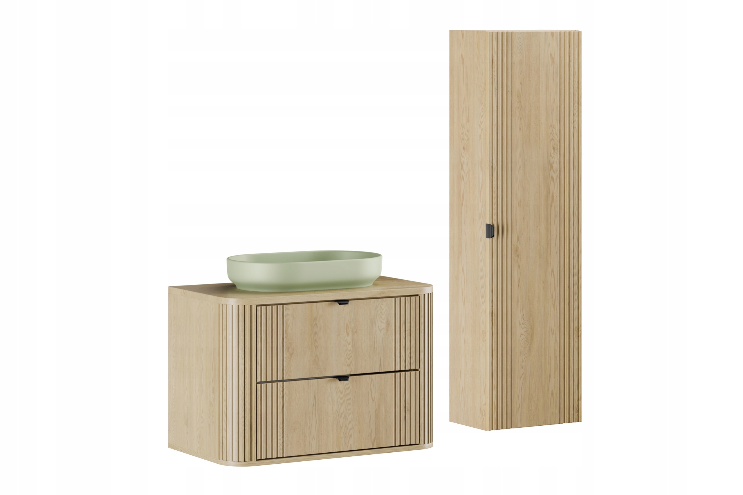 Nábytková sada 80 cm s deskou, umyvadlem na desku River a vysokou skříňkou