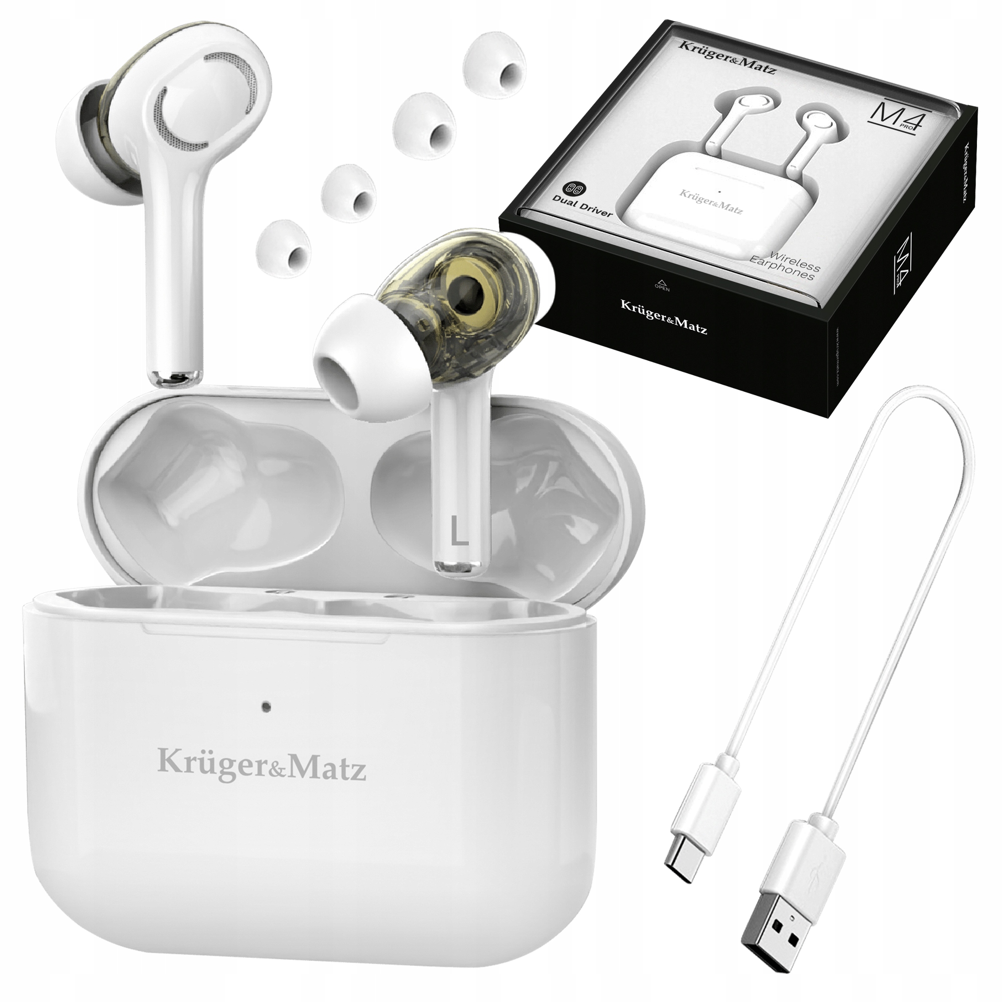 Kruger&Matz M4 Pro Bezdrátová sluchátka do uší Dual Driver Tws