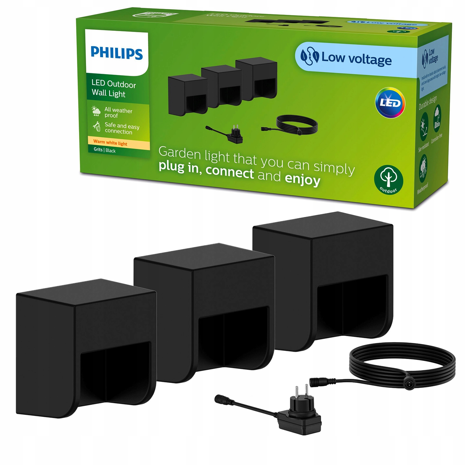 3x Led záhradné svietidlo Grits GardenLink Vonkajšie 1,5W 24V IP44 Philips