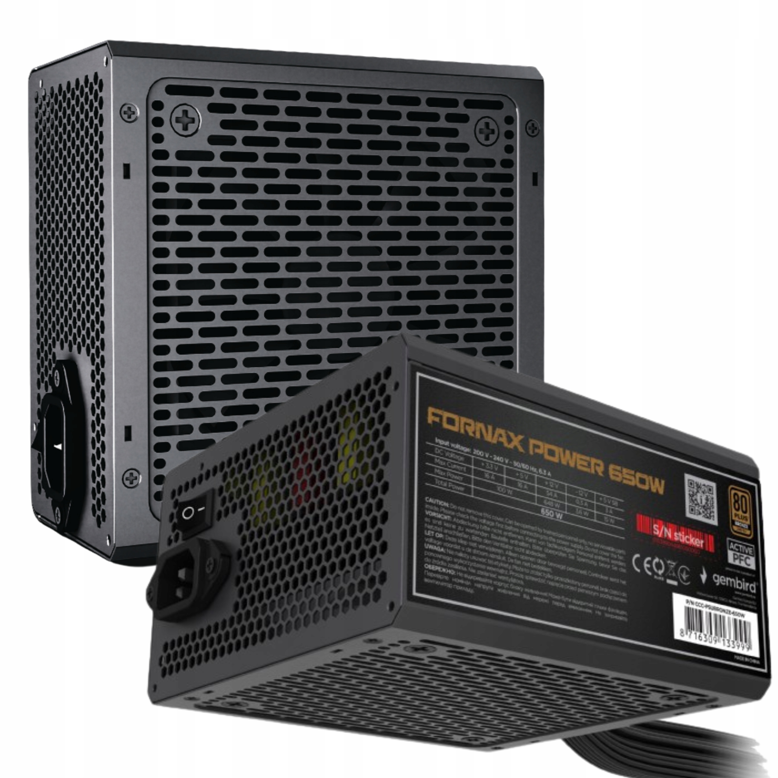 Gembird Fx 650W 80+ Bronzia industrial CCC-PSUBRONZE-650W-10