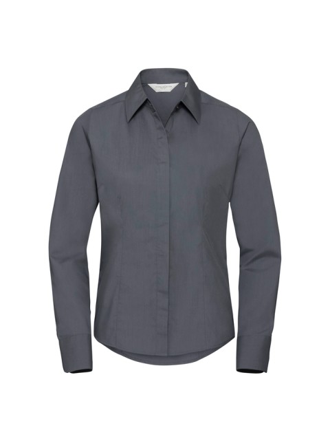 Dámská popelínová košile s dlouhým rukávem Russell Convoy Grey 4XL
