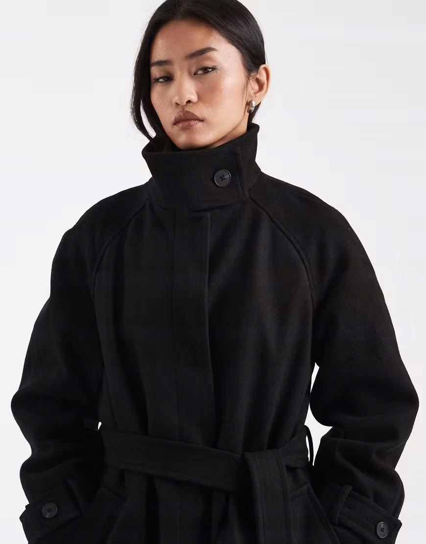 Asos Design Černý Kabát Knoflíky B25 S
