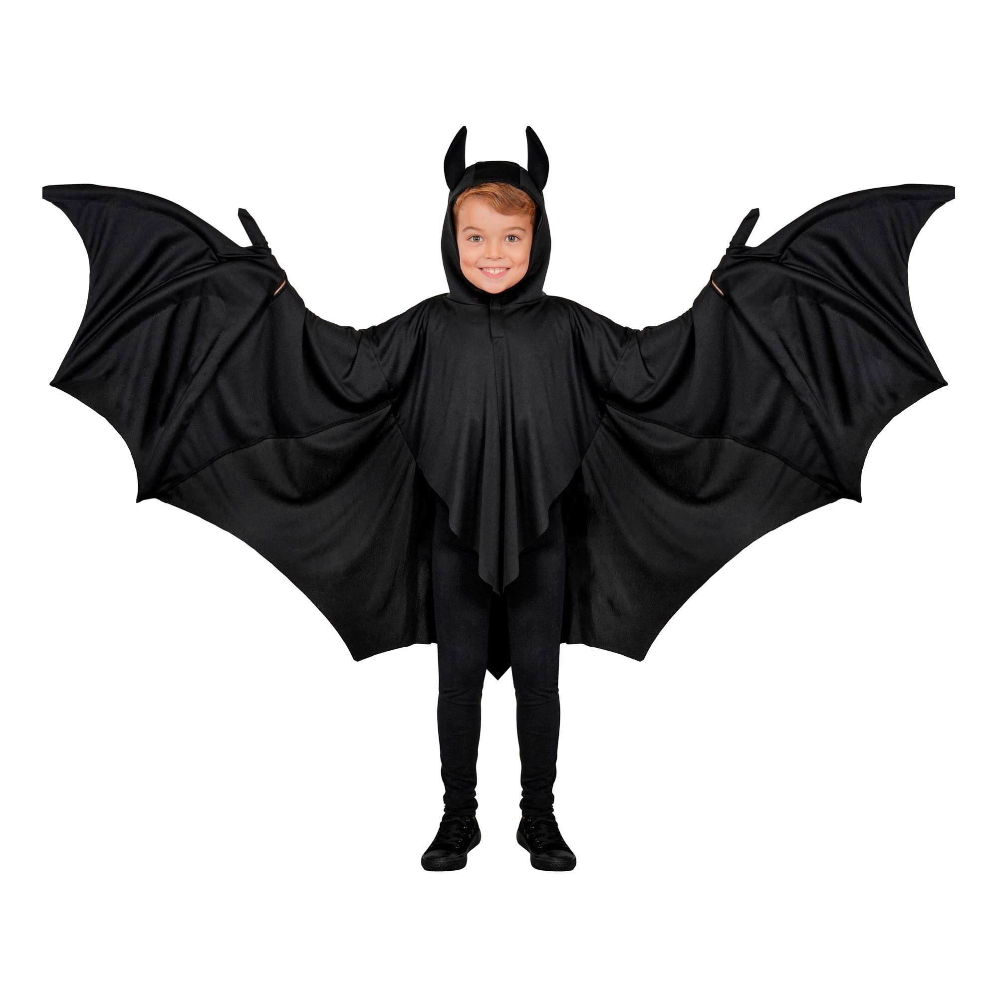 Strój Nietoperz 136 CM Peleryna Czarna Skrzydła Kaptur Halloween 92007 Widm