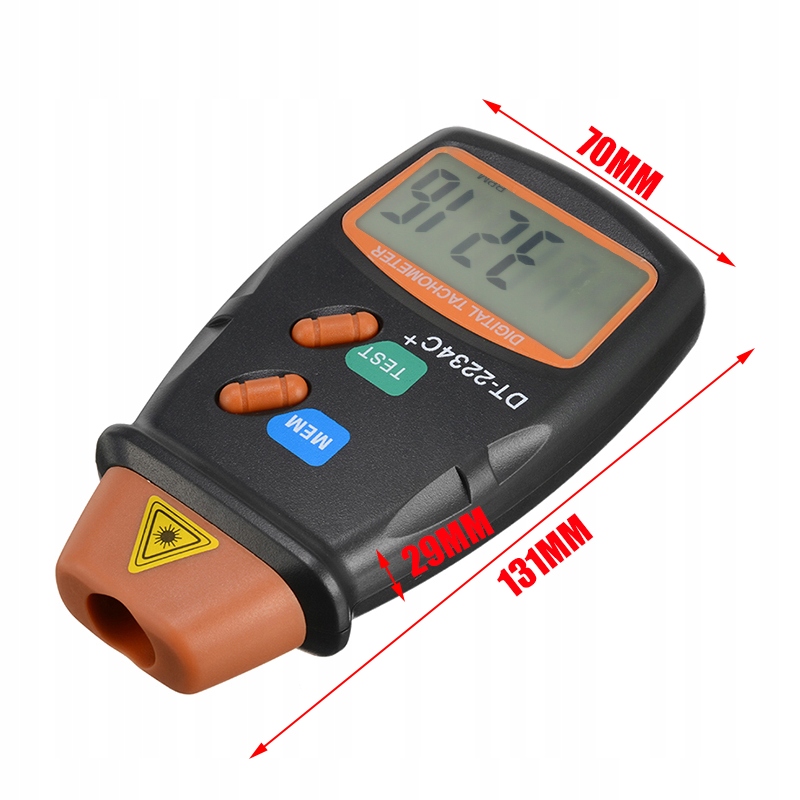 TACHOMETR LCD MIERNIK OBROTÓW RPM POMIAR OPTYCZNY Zakres odległości pomiaru obrotów 50-500 mm
