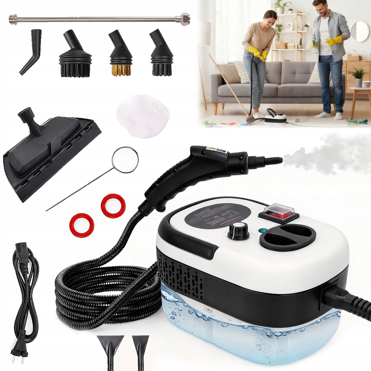 Myjka Parowa Mop Parownica Odkurzacz Parowy 2500W Zestaw Mycia Czyszczenia