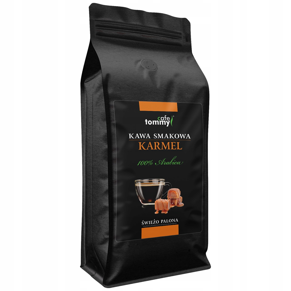 Levně Káva Zrnková Chuťová Karamel 1 kg 100% Arabica Čerstvě pražená Tommy Cafe