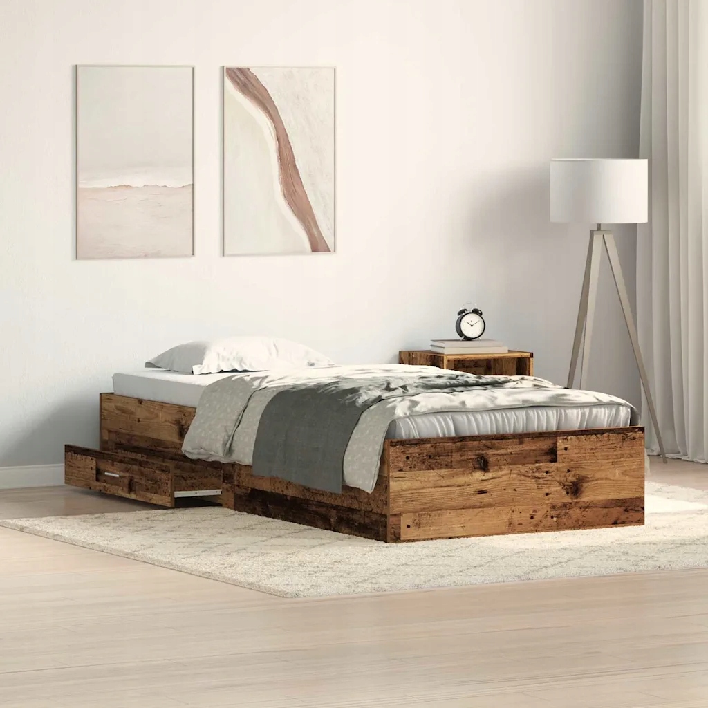vidaXL Rám postele Staré dřevo 90 x 190 cm kompozitní dřevo