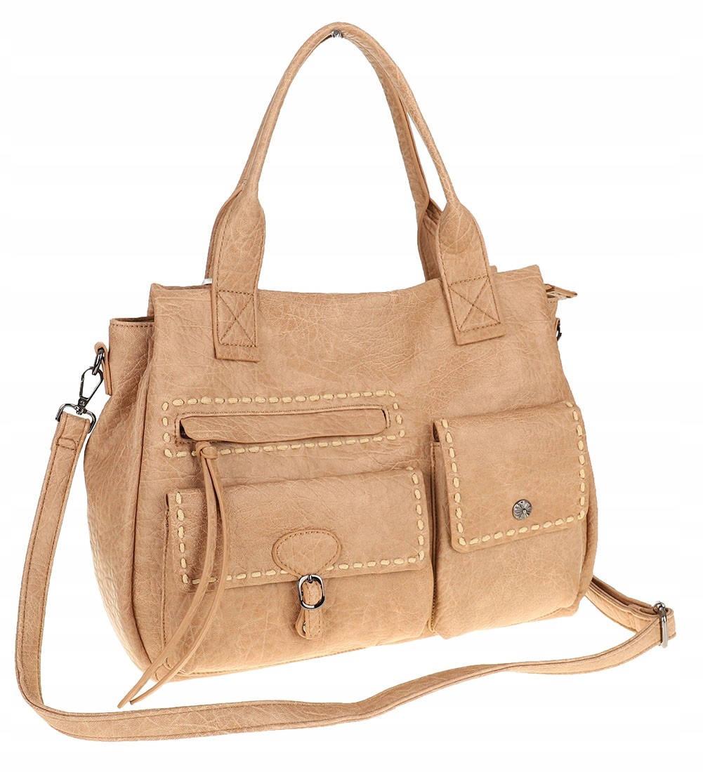 Tommasini Włoska Marka Torebka Damska Listonoszka Shopper SP92581 Beżowa