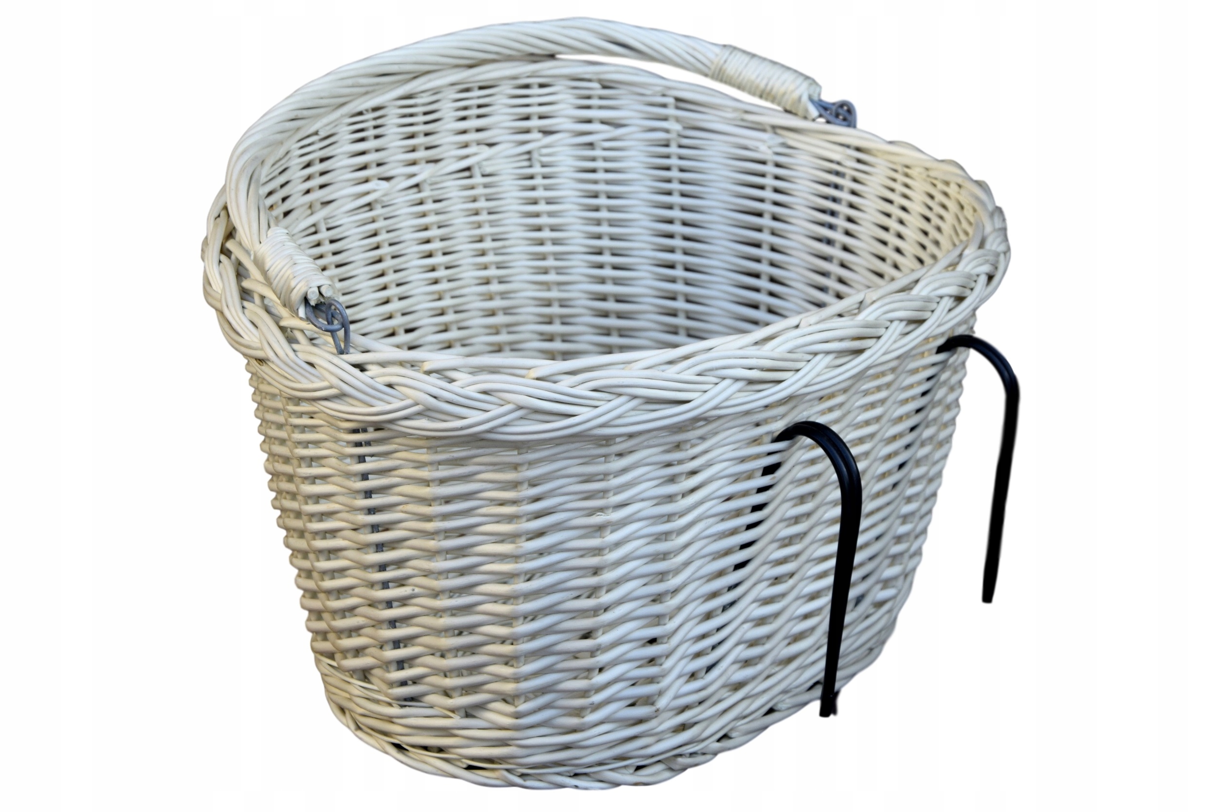 

Koszyk wiklinowy na Rower kosz rowerowy Biały haki