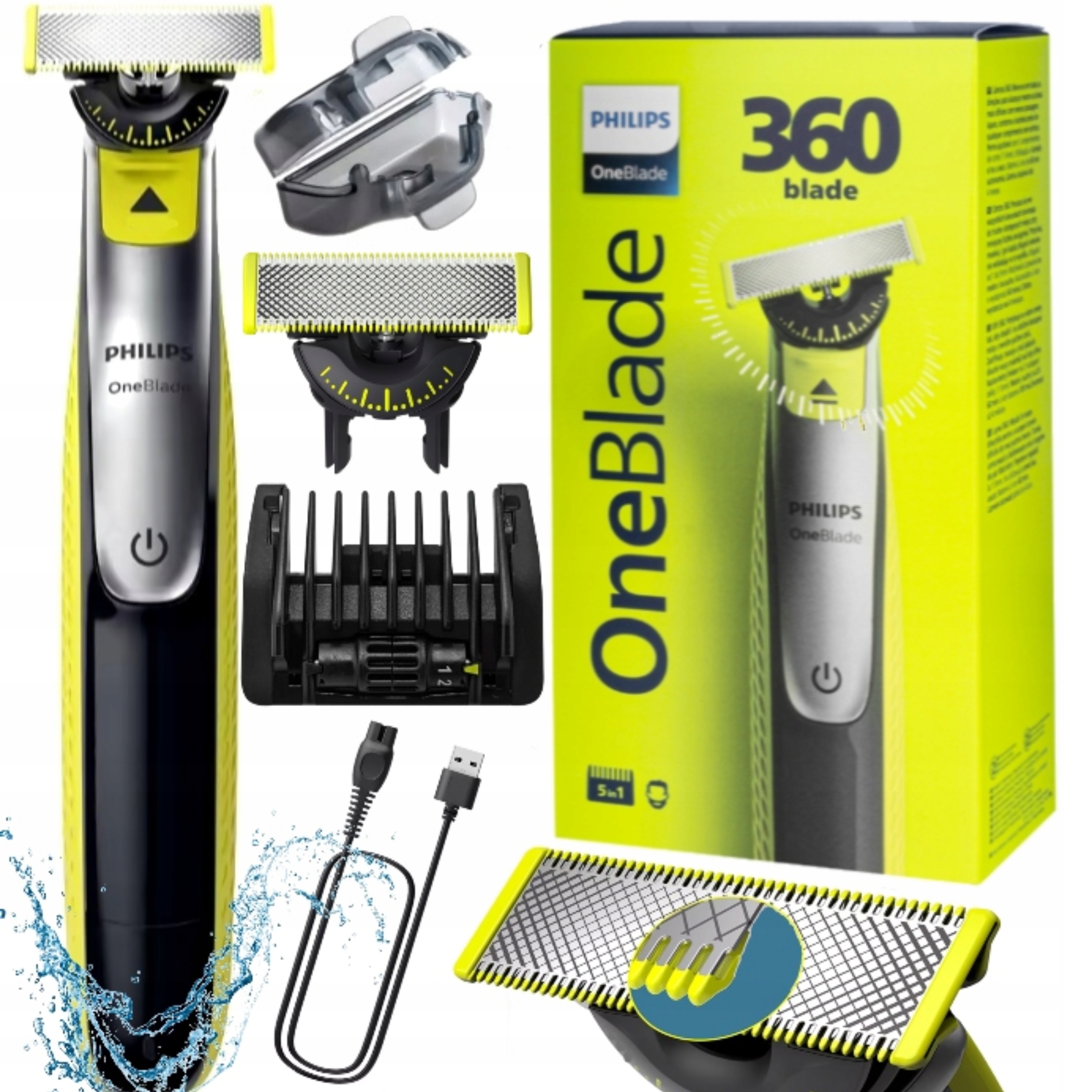 Philips Oneblade 360 5w1 Trymer Golarka Męska Do Brody Włosów