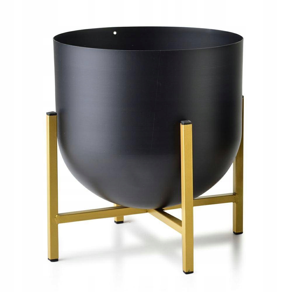 

Czarno-złota doniczka Na Stojaku Nowoczesna 26 cm