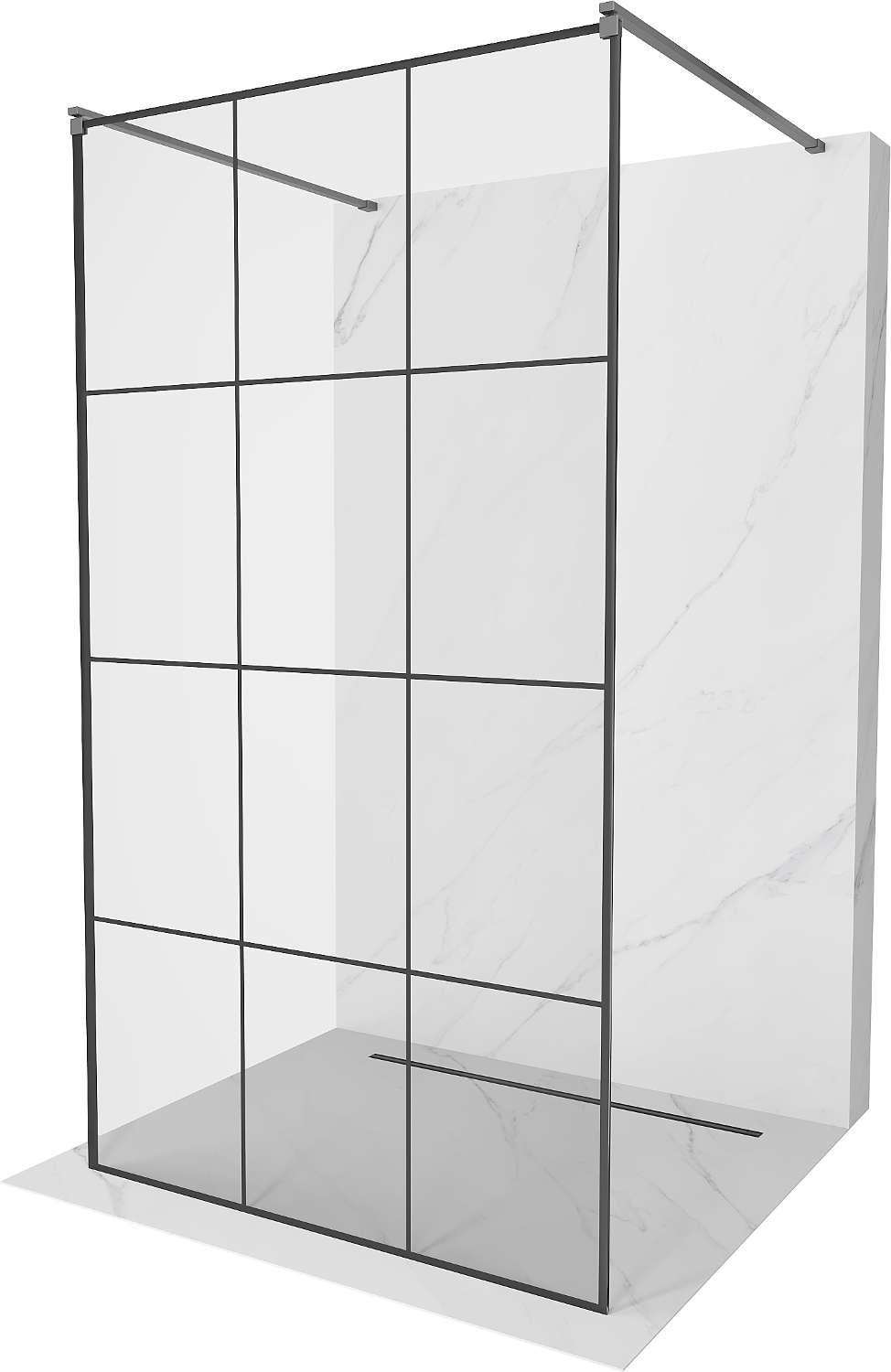 Mexen Kioto sprchová stěna 100x200 cm, černá mřížka, gun metal 8 mm