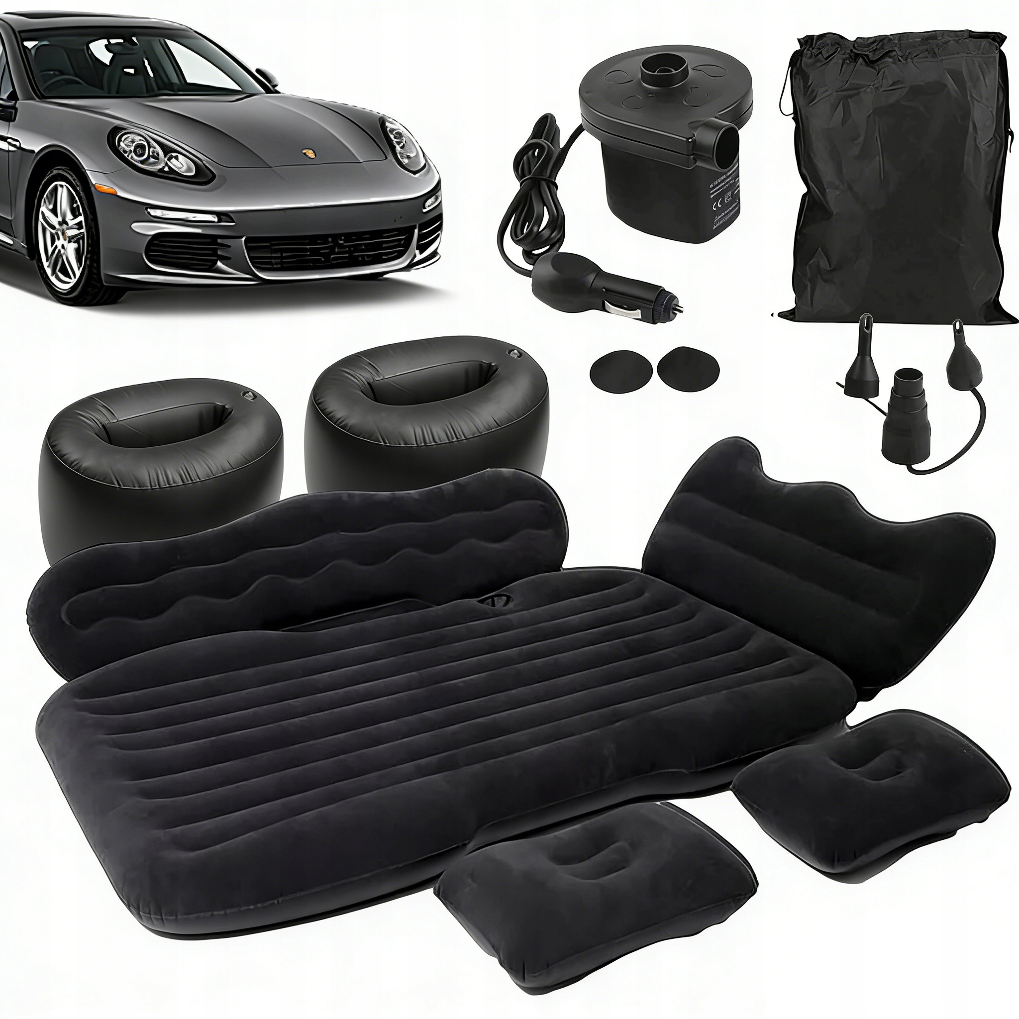 Nafukovací Matrace Postel Do Auta Na Zadní Sedadlo Flokovaná 125 X 75 CM