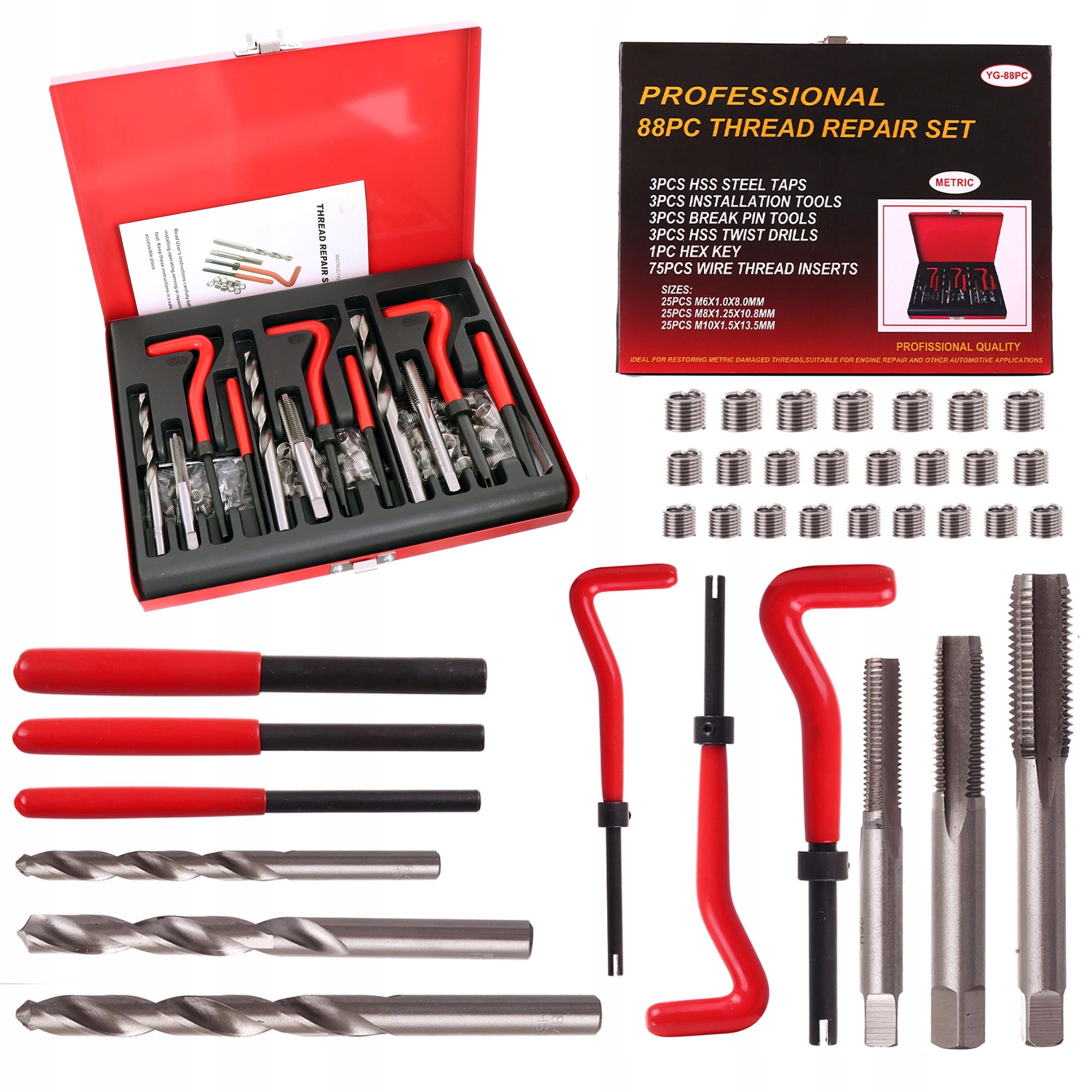 Sada Na Opravu Regenerace Závitů M6 M8 M10 88 Ks Dílen