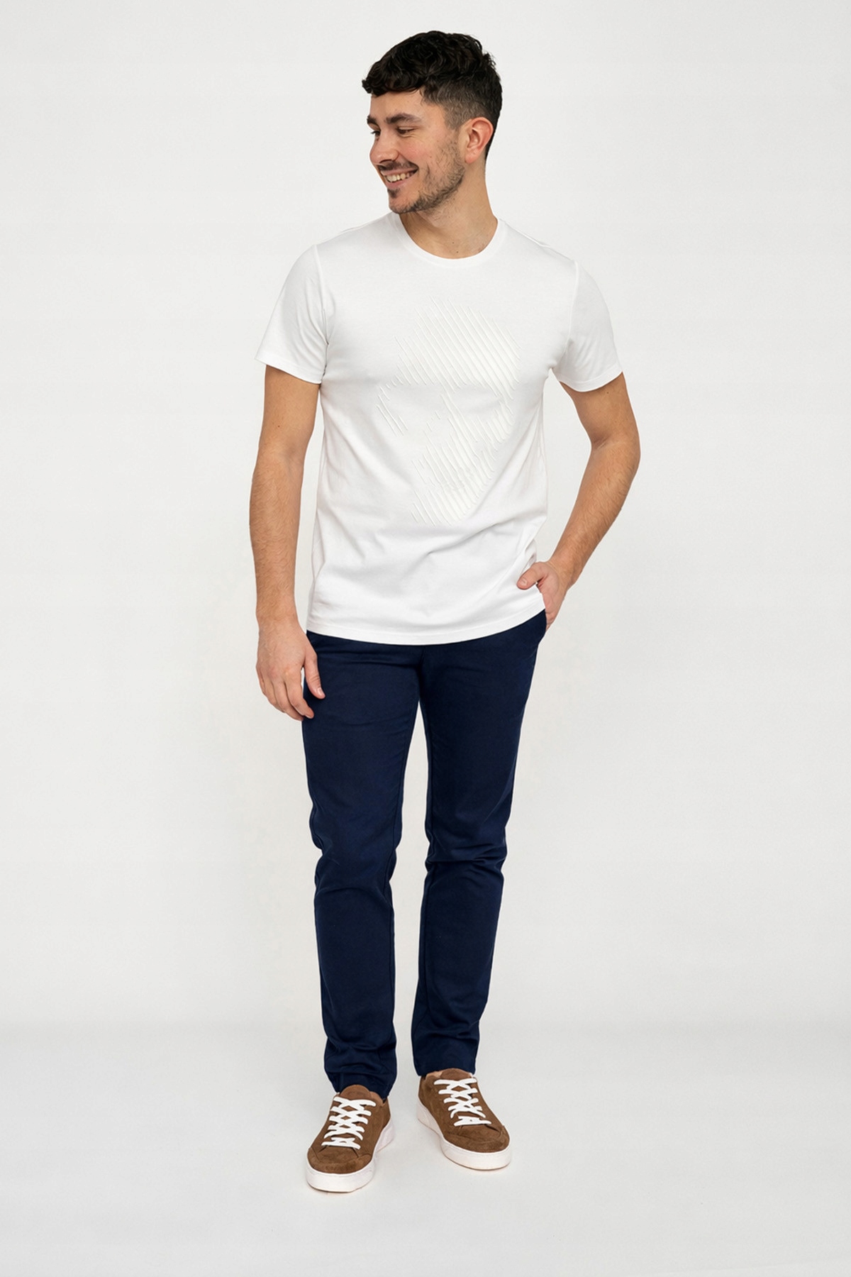 Tmavě modré pánské kalhoty Chinos Bavlna a Tencel 182/34 Villaro