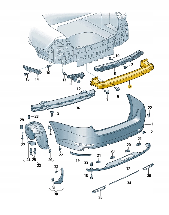BELKA TYLNA SKODA SUPERB III OE 3V5807305A Strona zabudowy tył