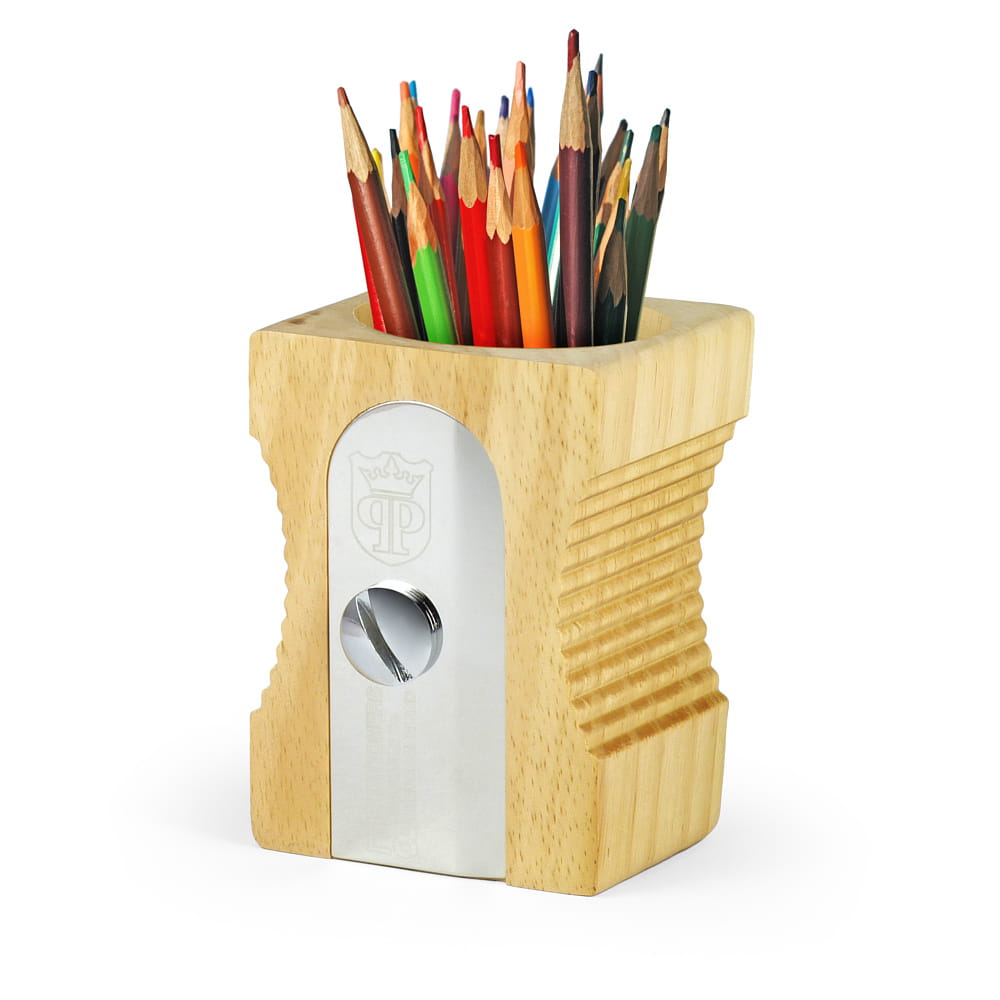 Organizér na stůl s ořezávátkem masivní světlé dřevo