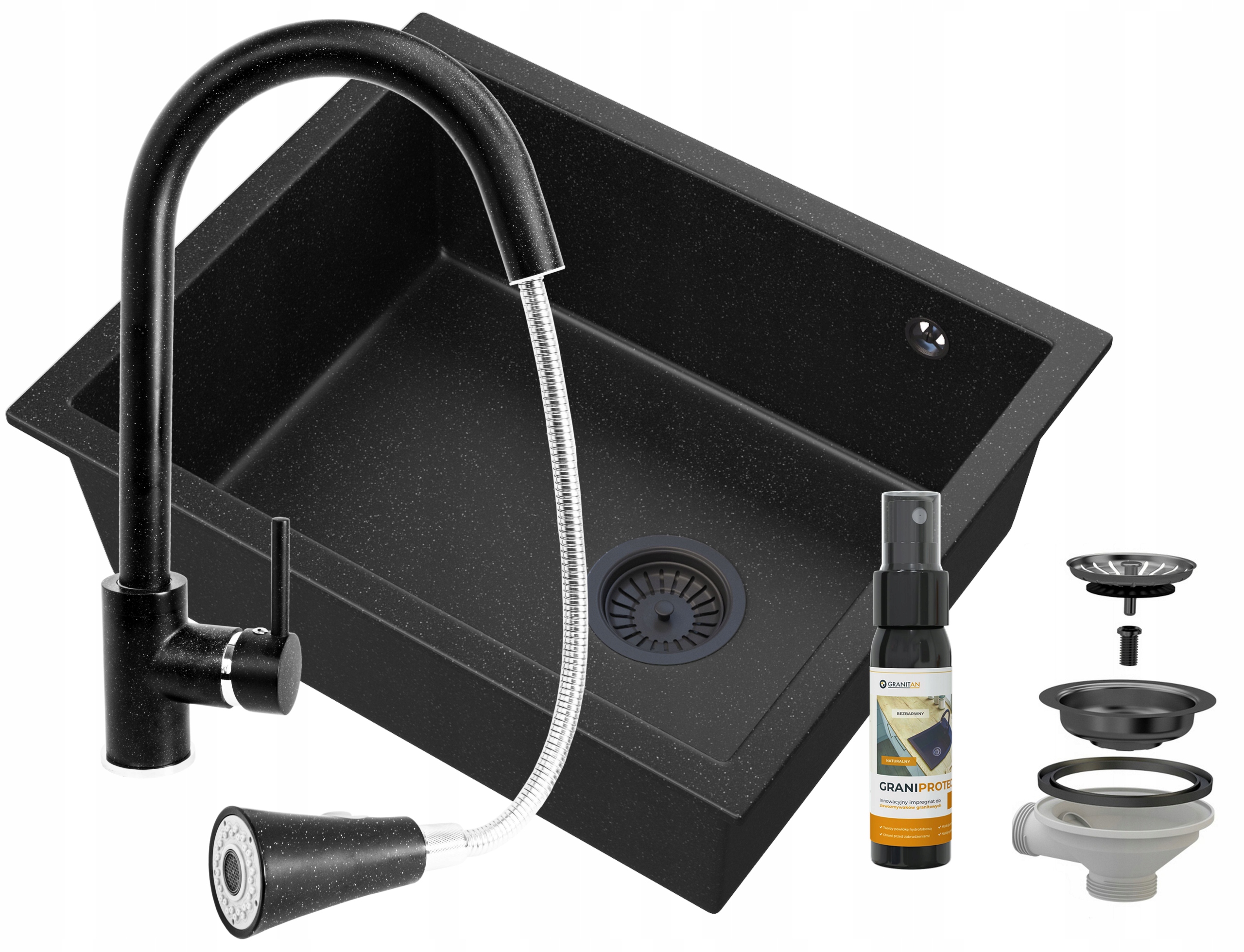 Poddoskový Granitový Drez, Čierny, Závesný Salix