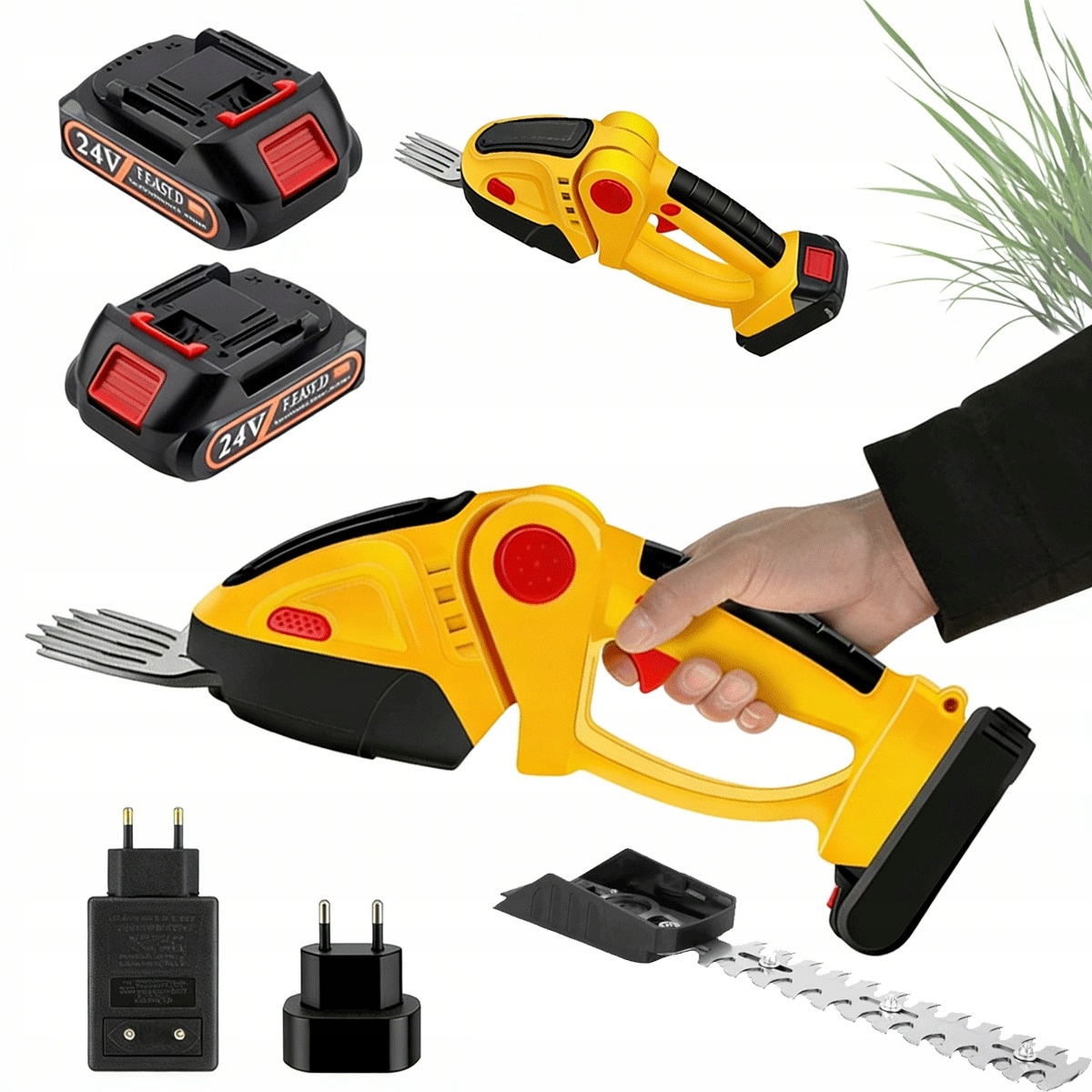 Akumulátorové nůžky na trávy a keře s dvojitým zabezpečením 1500 mAh