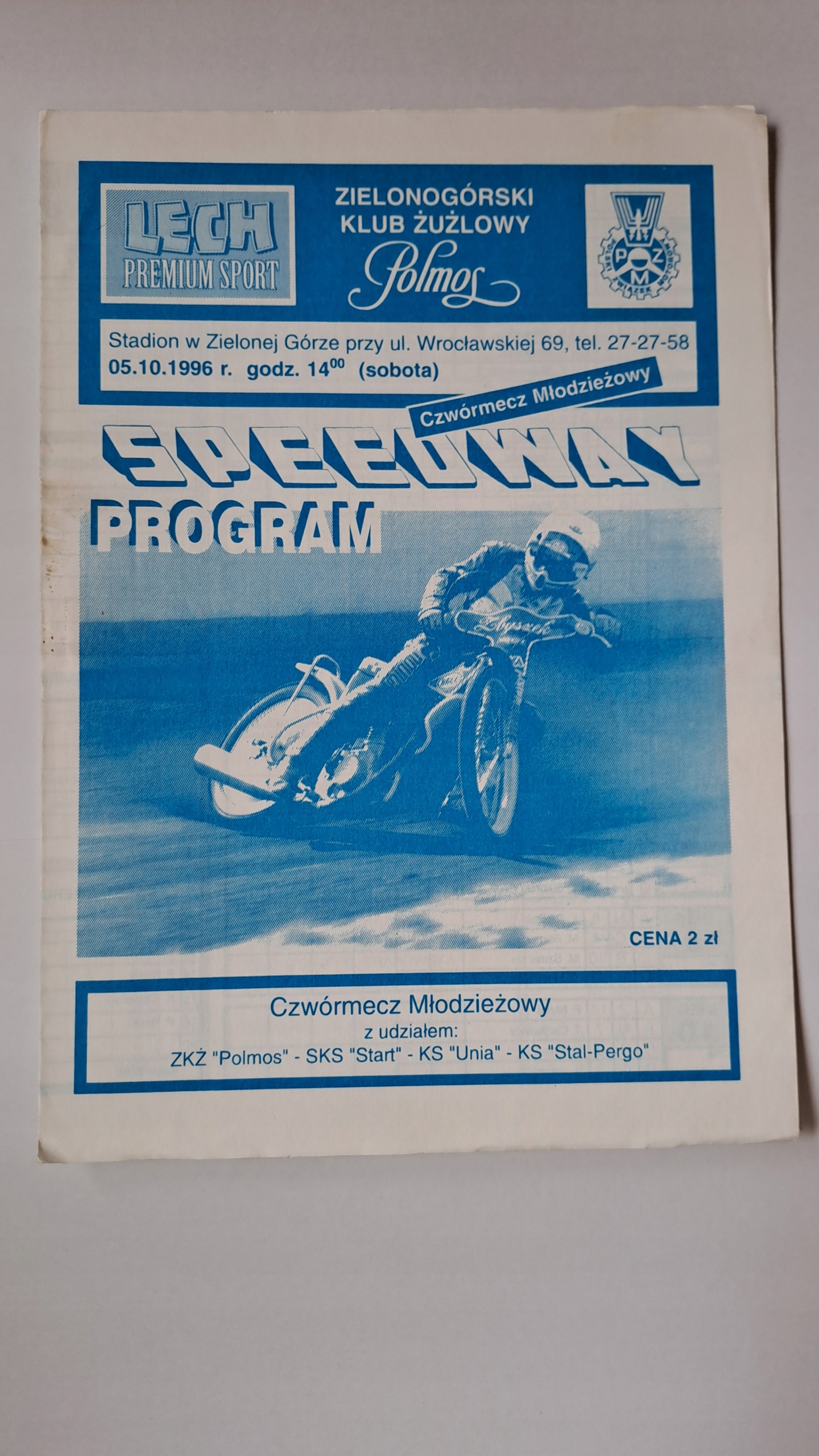 FALUBAZ ZIELONA GÓRA LESZNO GORZÓW GNIEZNO 5-10-1996 PROGRAM ŻUŻLOWY CZYSTY