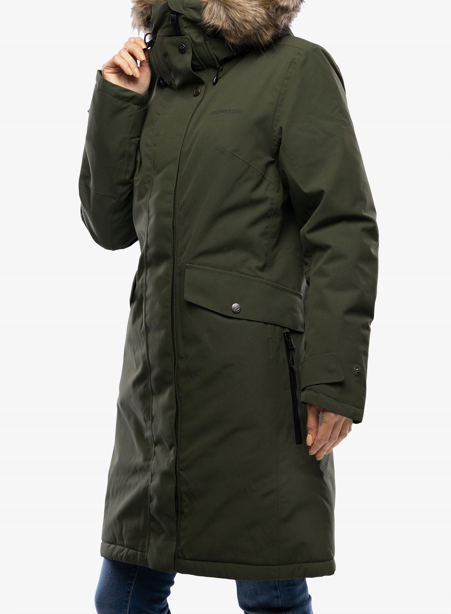 Dámský kabát Didriksons Erika Parka 3 tmavě zelená 32 (xxs)