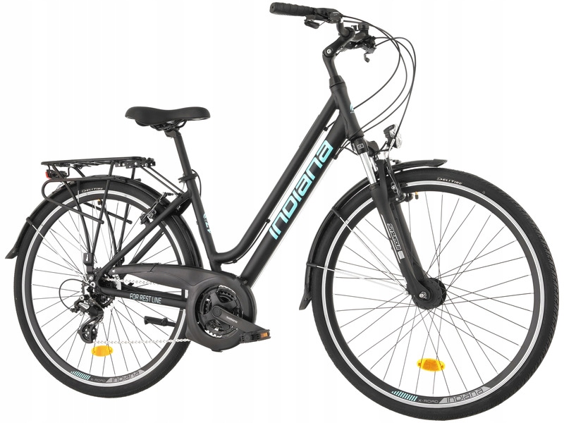 Rower trekkingowy Indiana X-Road 3.0 D21 28 cali damski Czarno-błękitny