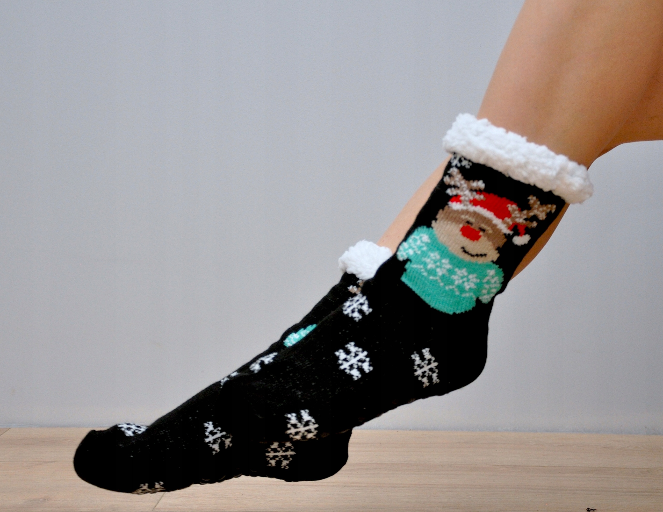 SKARPETY ŚWIĄTECZNE Z KOŻUSZKIEM KAPCIE ANTYPOŚLIZGOWE NA ZIMĘ ABS RENIFER Kod producenta Zimowe A09